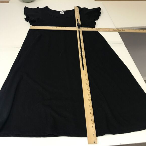 GAP Dress Womens XS Black Crew Neck Ruffle Cap Sleeve A Line Knit Pullover - Picture 5 of 7